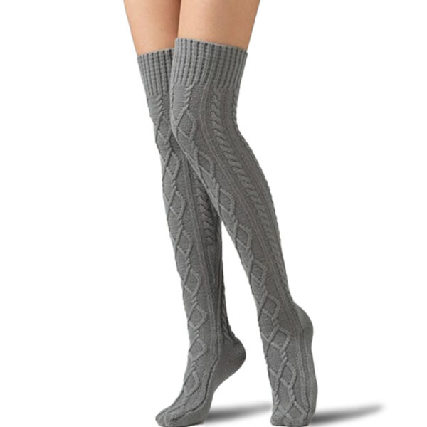 Over-The-Knee Plaid Knitted Socks