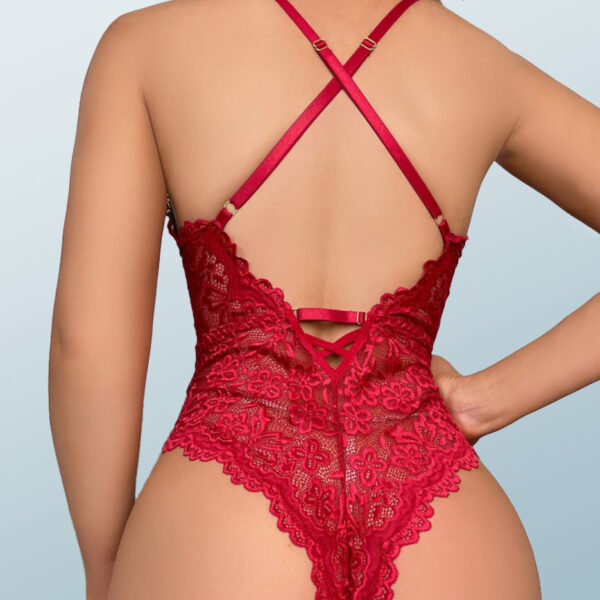 Crisscross Back Floral Lace Teddy