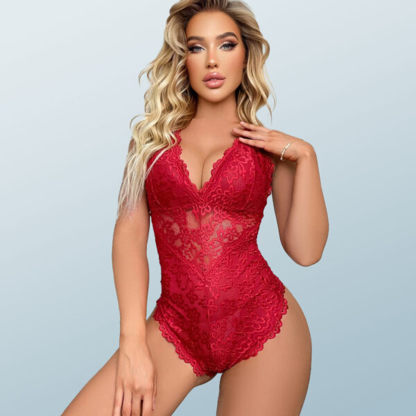 Crisscross Back Floral Lace Teddy