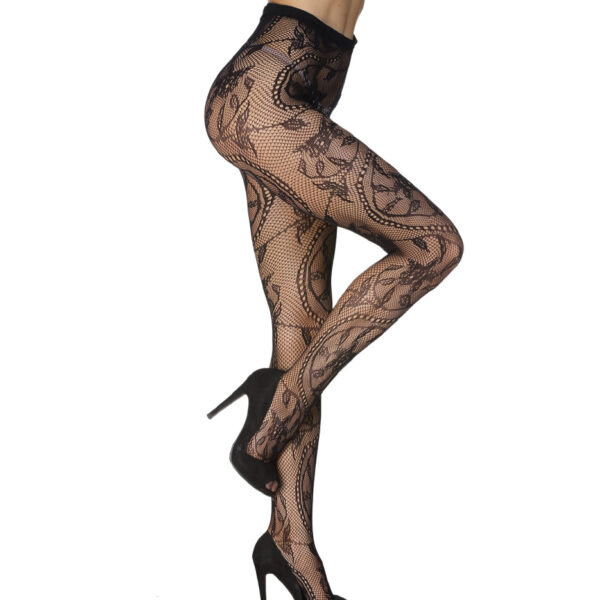 Floral Pattern Fishnet Pantyhose