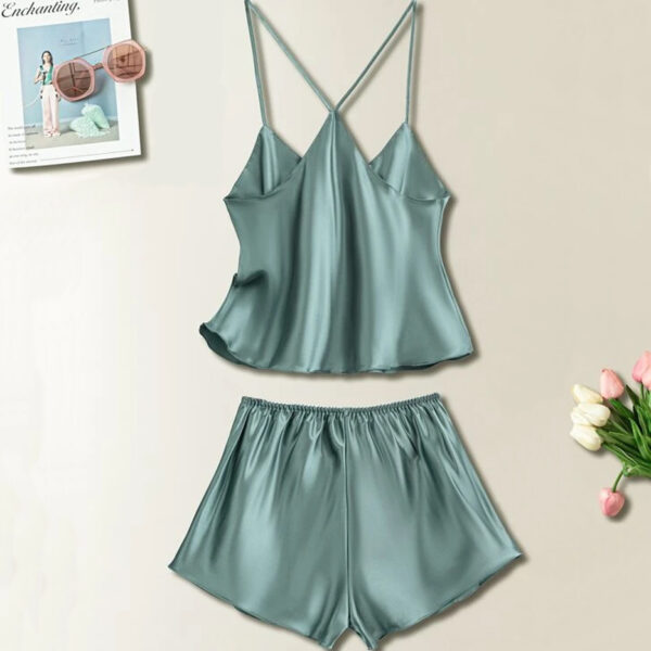 Satin Cami Top with Shorts Pajama Set