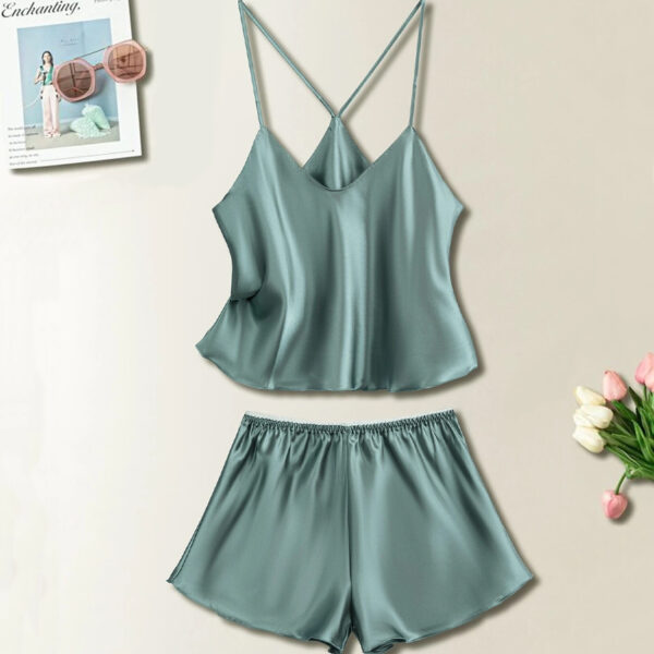 Satin Cami Top with Shorts Pajama Set