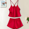 sexy satin; satin set; satin lingerie; pajama set; loungewear; satin cami; satin shorts; camisole