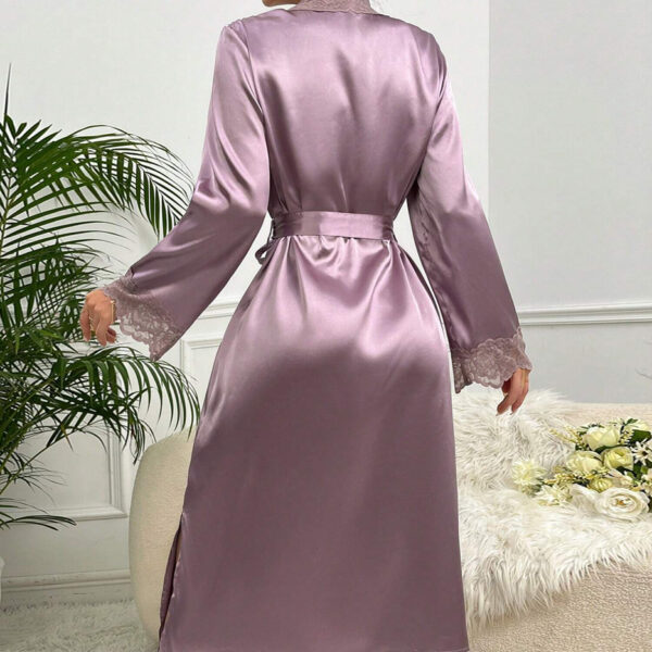 Classic Hollywood Lace Trimmed Satin Robe
