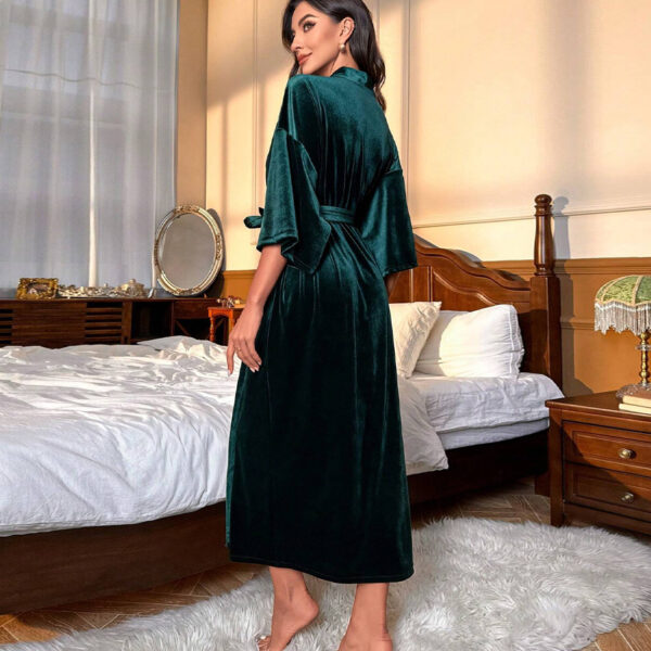 Drop Shoulder Belted Velvet Robe