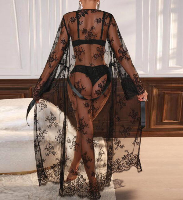 robe; lace robe; long robe; sexy lingerie; bridal lingerie; holiday lingerie; anniversary lingerie; honeymoon lingerie; valentines lingerie; sexy robe