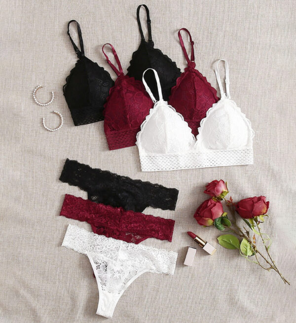 Bra set, bralette set, lace, wire free, thong, panty set, sexy, soft lace, stretchy lace, casual lingerie